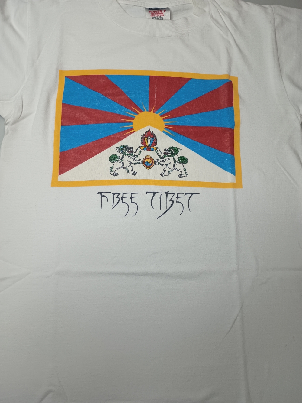 Vintage 90s Oneita Power T Free Tibet Single Stitch T Shirt Medium Snow Lion